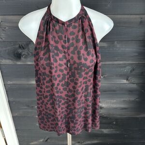 A.L.C. Burgundy Leopard‎ Print Sleeveless Silk Blouse Tank Top Size XS